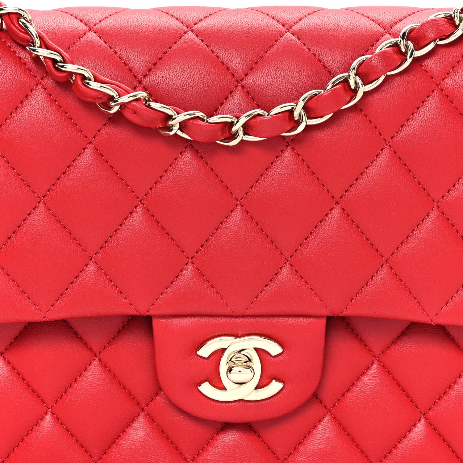 Chanel Lambskin Quilted Medium Double Flap Red 8 of 11