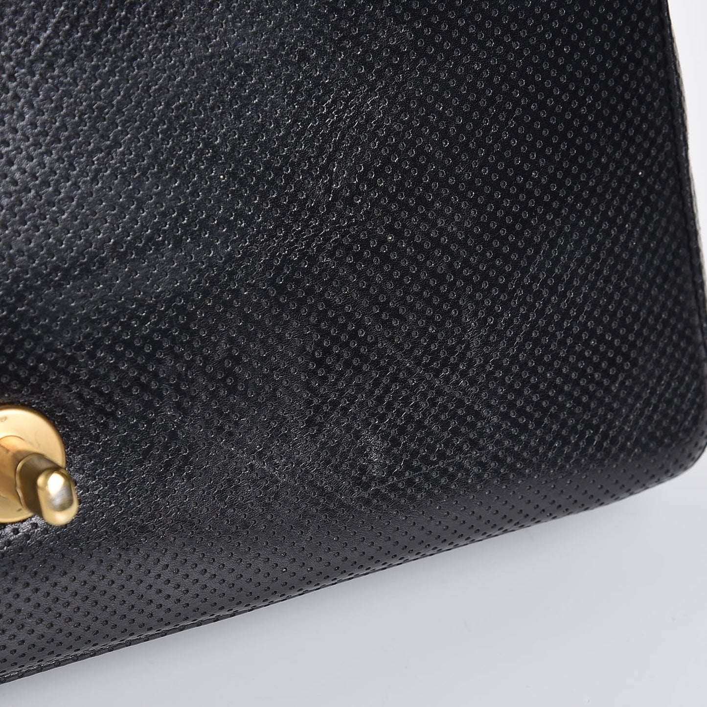 Lambskin Perforated Medium Single Flap Bag Black White