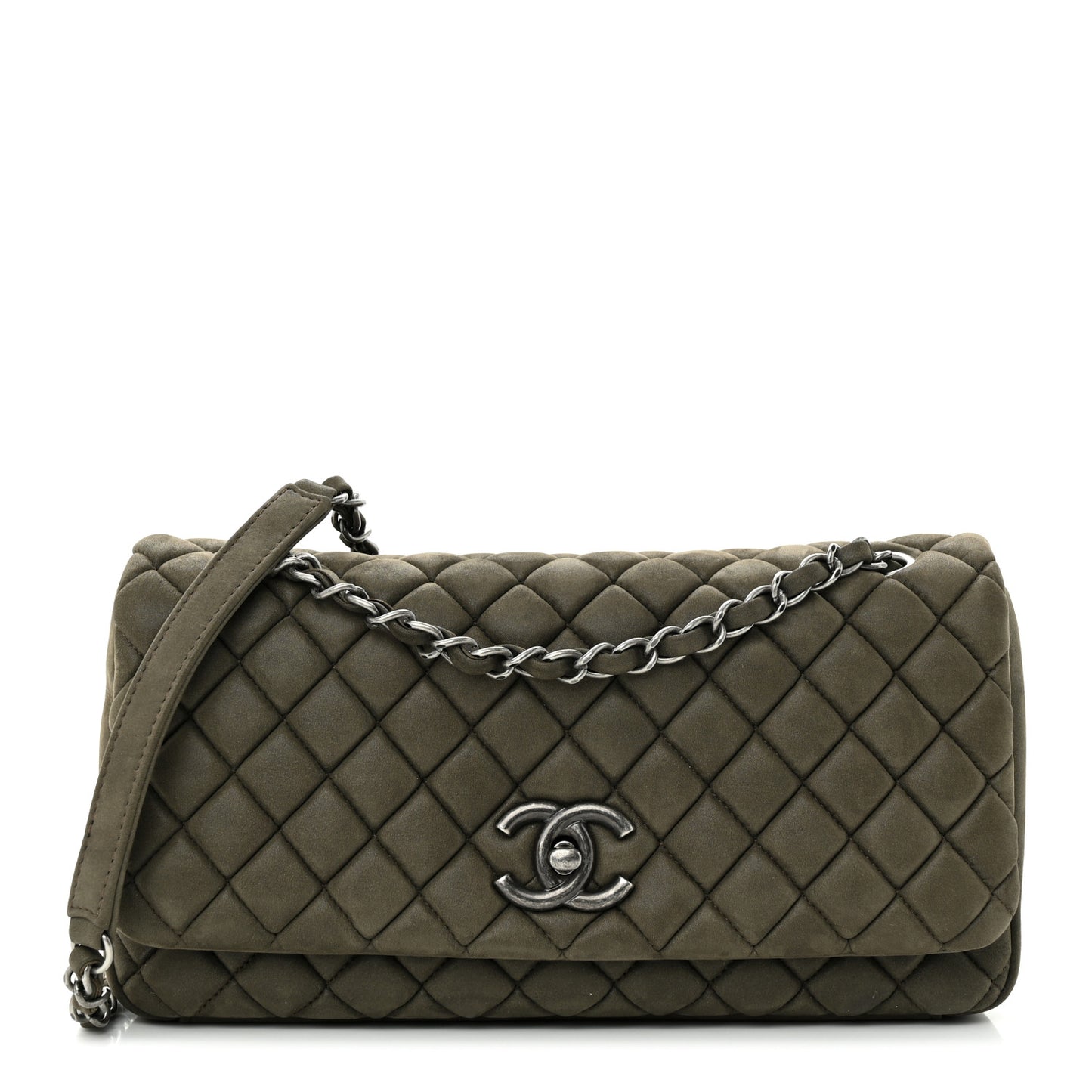 Iridescent Calfskin Quilted Small New Bubble Flap Brown