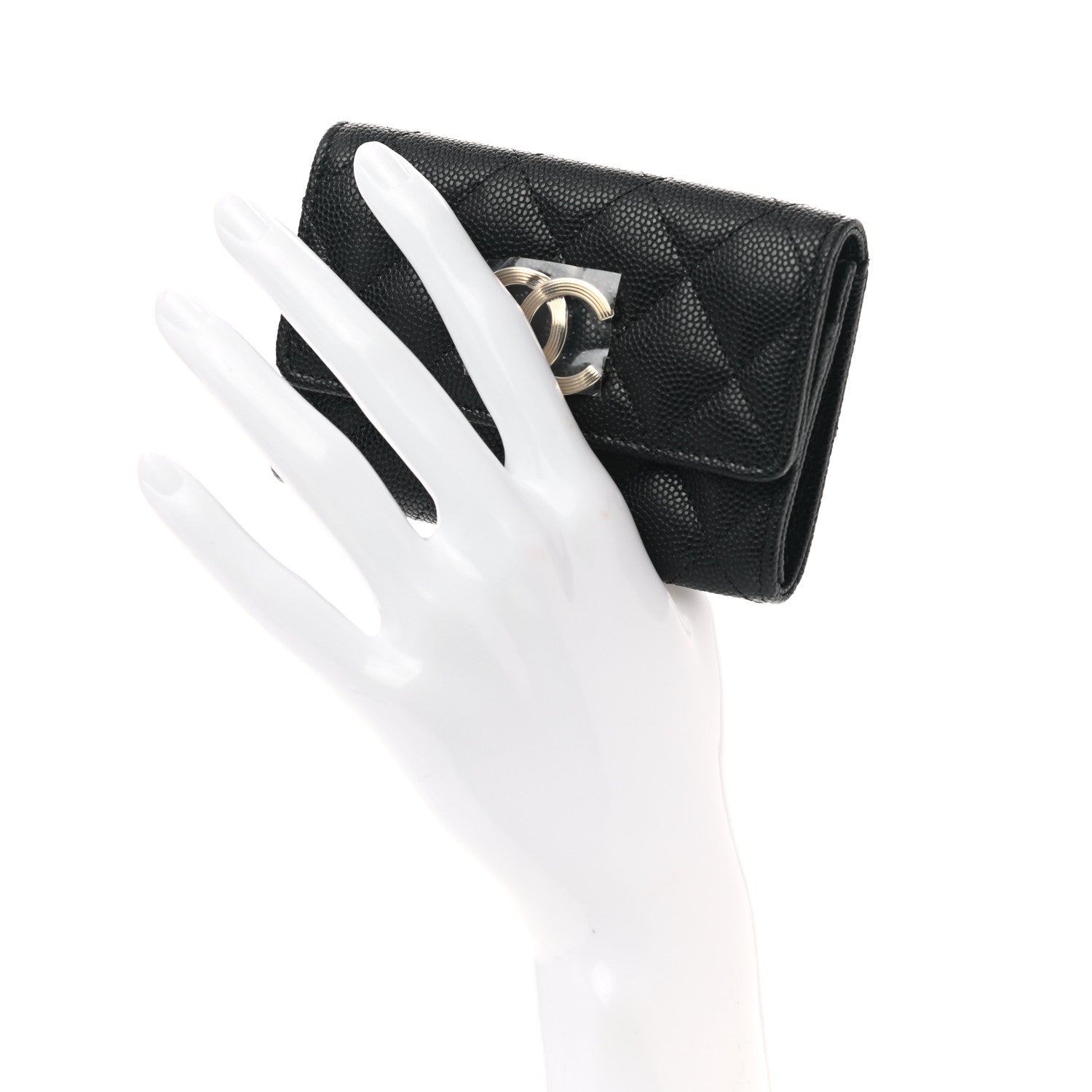 Chanel Caviar Quilted Striated CC Flap Card Holder Black 2 of 9