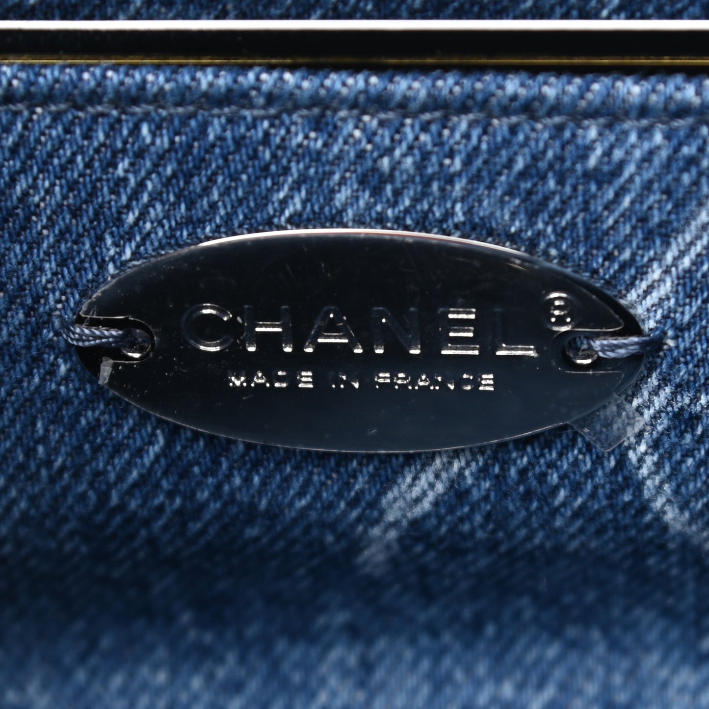 Denim CC Quilted Mini Square Flap Blue