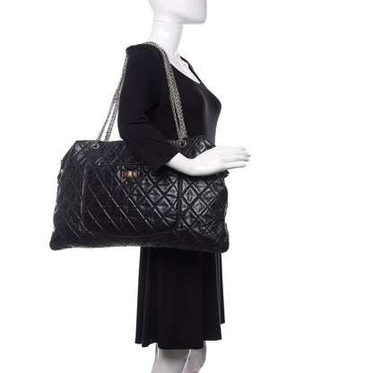 Chanel Aged Calfskin Oversized Reissue Overnight Tote Black 2 of 10