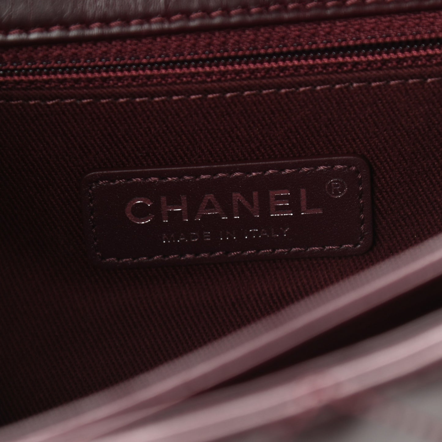 Calfskin Quilted Large Perfect Edge Flap Burgundy