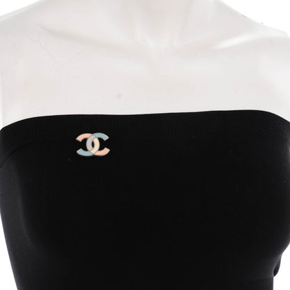 Chanel Enamel CC Brooch Silver Multicolor 2 of 5