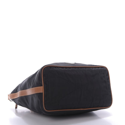 Prada Tessuto Nylon Calfskin Hobo Black Brown 4 of 9