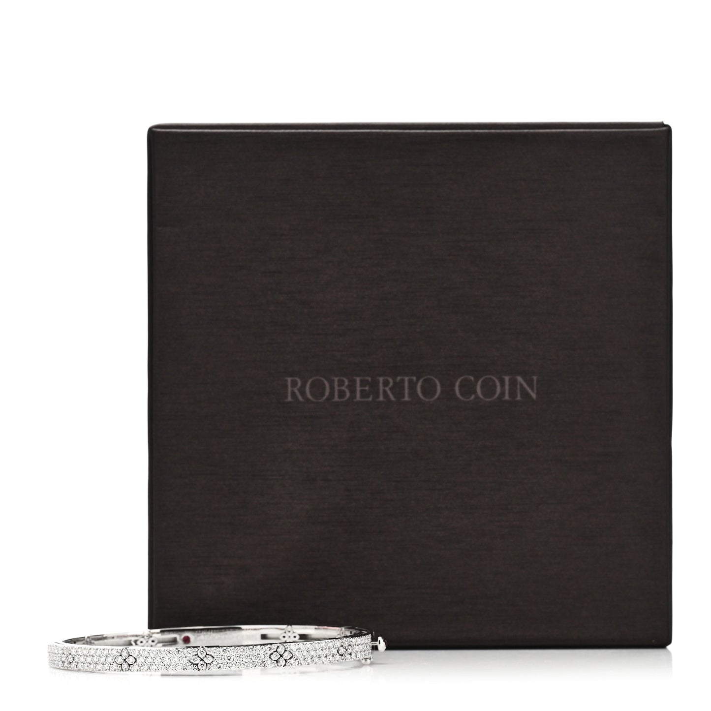 18K White Gold Diamond Love in Verona Pave Bangle Bracelet