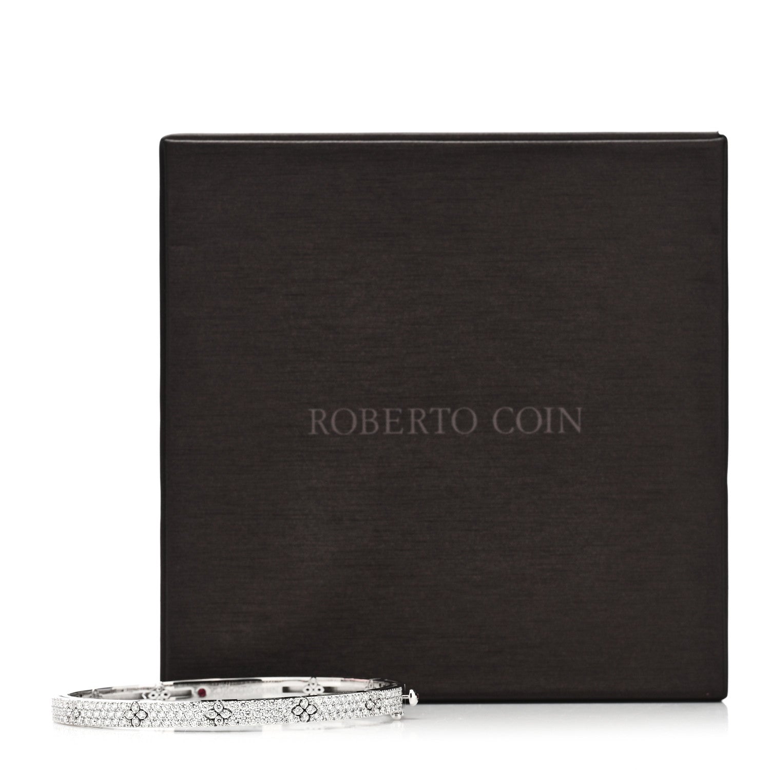 Roberto Coin 18K White Gold Diamond Love in Verona Pave Bangle Bracelet 6 of 6