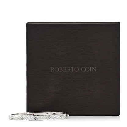 Roberto Coin 18K White Gold Diamond Love in Verona Pave Bangle Bracelet 6 of 6