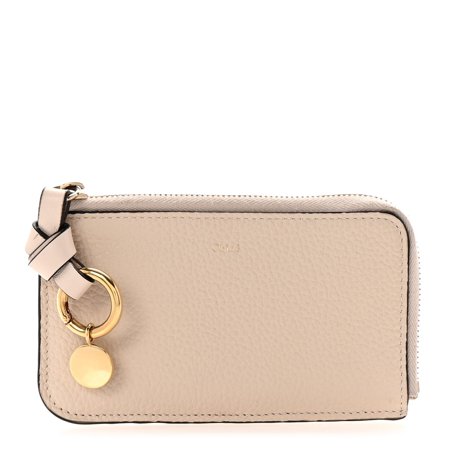 Calfskin Alphabet Purse Wallet Nude
