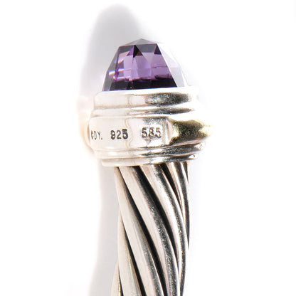 David Yurman Sterling Silver 14K Yellow Gold Amethyst 7mm Cable Classics Bracelet 6 of 6