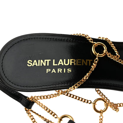 Saint Laurent Calfskin Chain Cristal Sandals 37.5 Black 7 of 7
