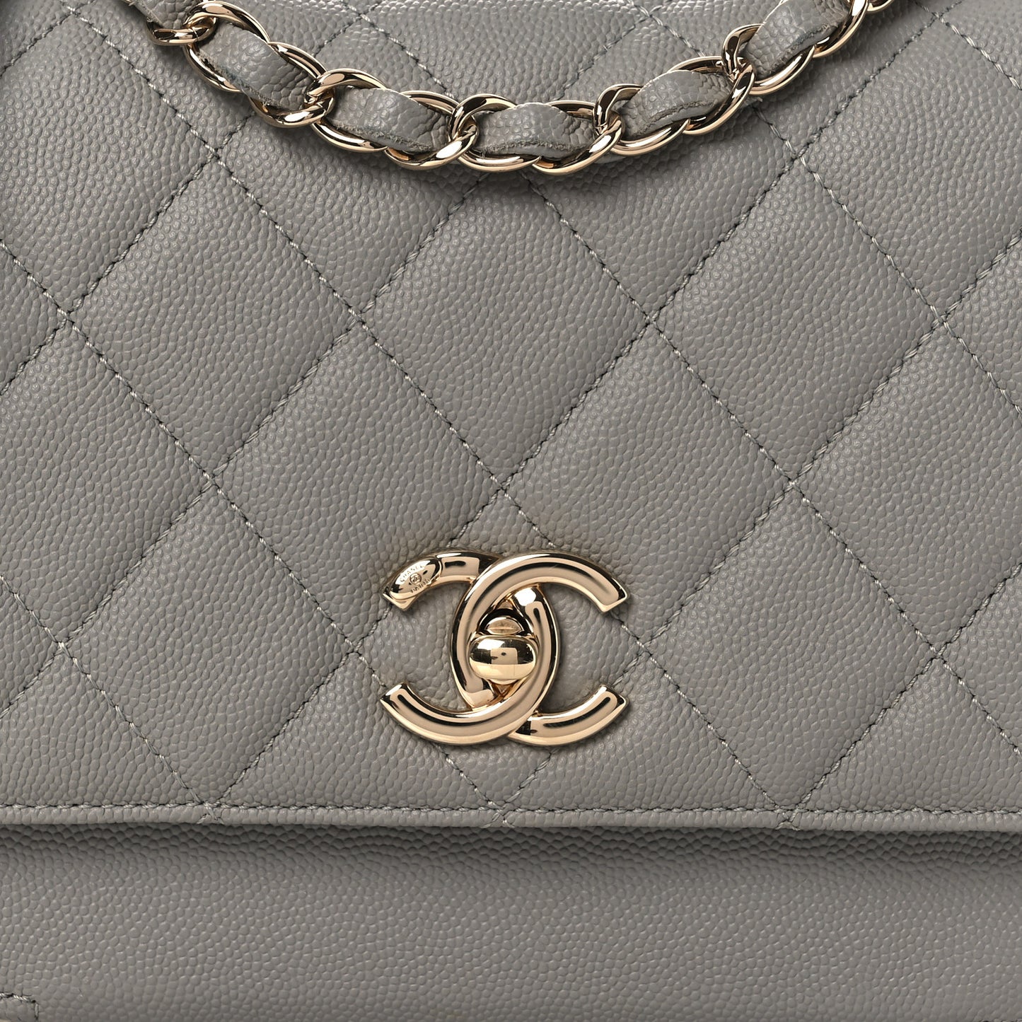 Caviar Quilted Medium Business Affinity Flap Grey