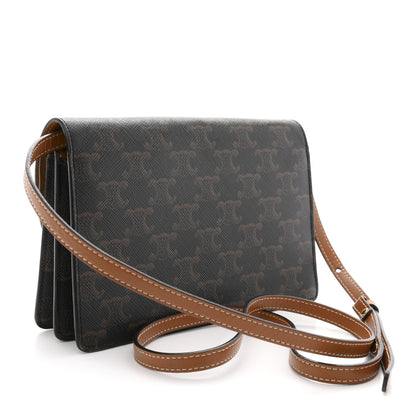 Celine Triomphe Canvas Lambskin Wallet On Strap Tan 3 of 11