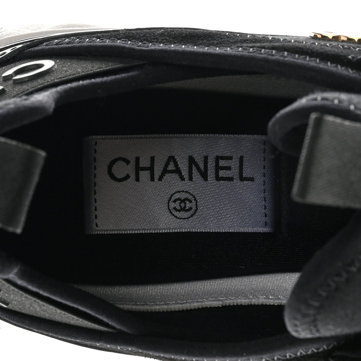 Velvet Calfskin Mixed Fibers CC Sneakers 38 Black
