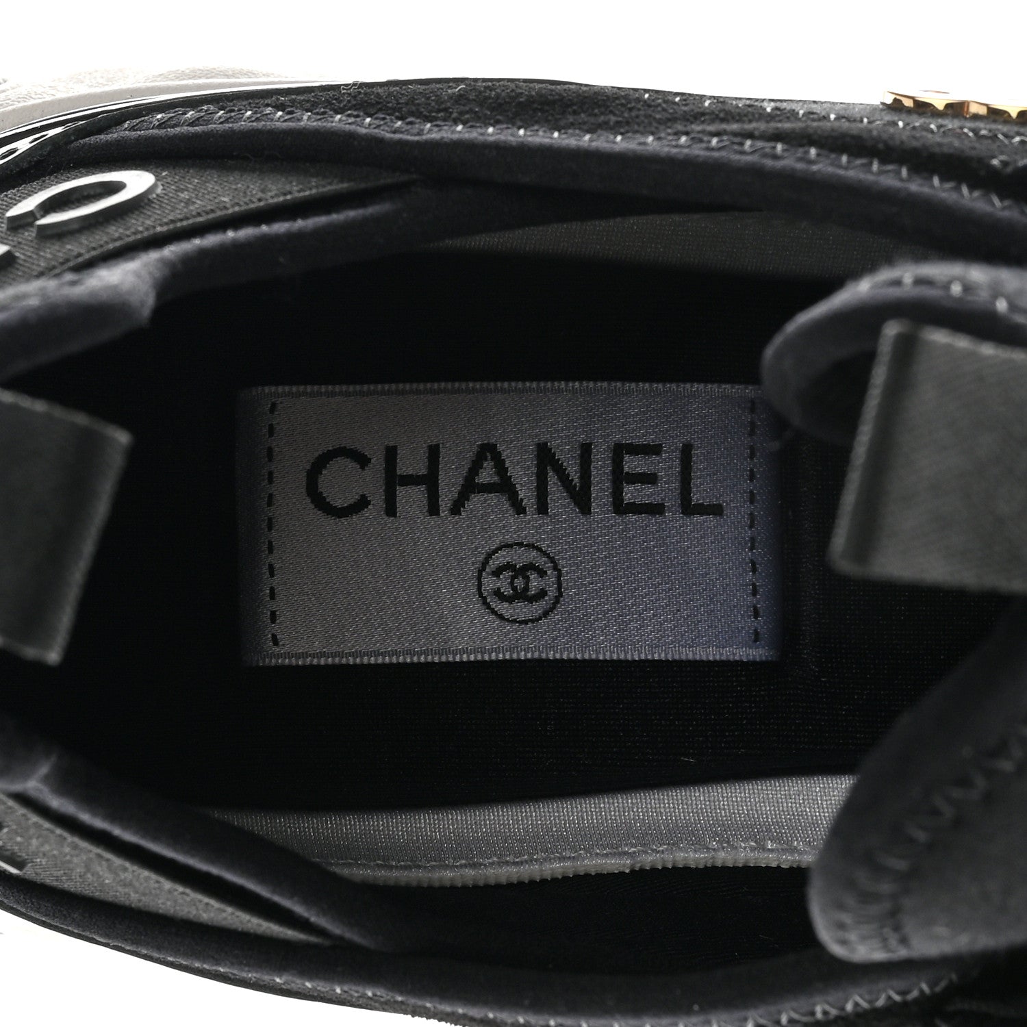 Chanel Velvet Calfskin Mixed Fibers CC Sneakers 38 Black 7 of 13