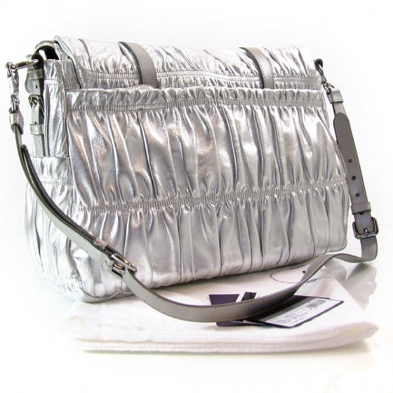 Nappa Dressy Gaufre Messenger Silver