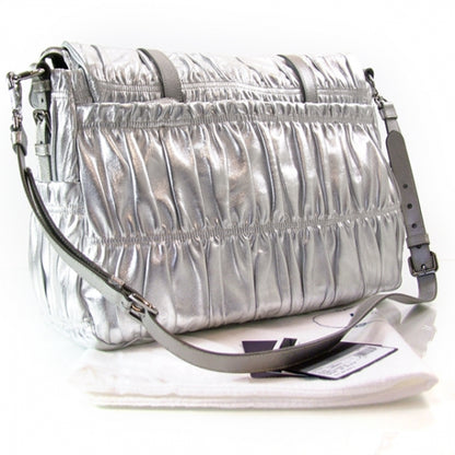 Prada Nappa Dressy Gaufre Messenger Silver 3 of 11