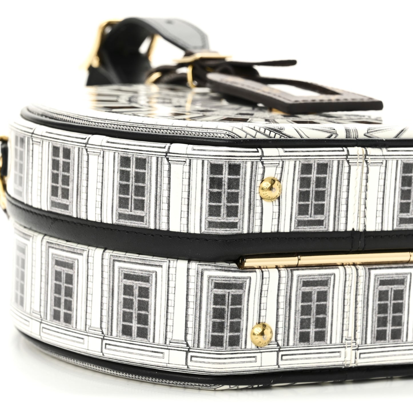 X FORNASETTI Calfskin Architettura Petite Boite Chapeau White Black