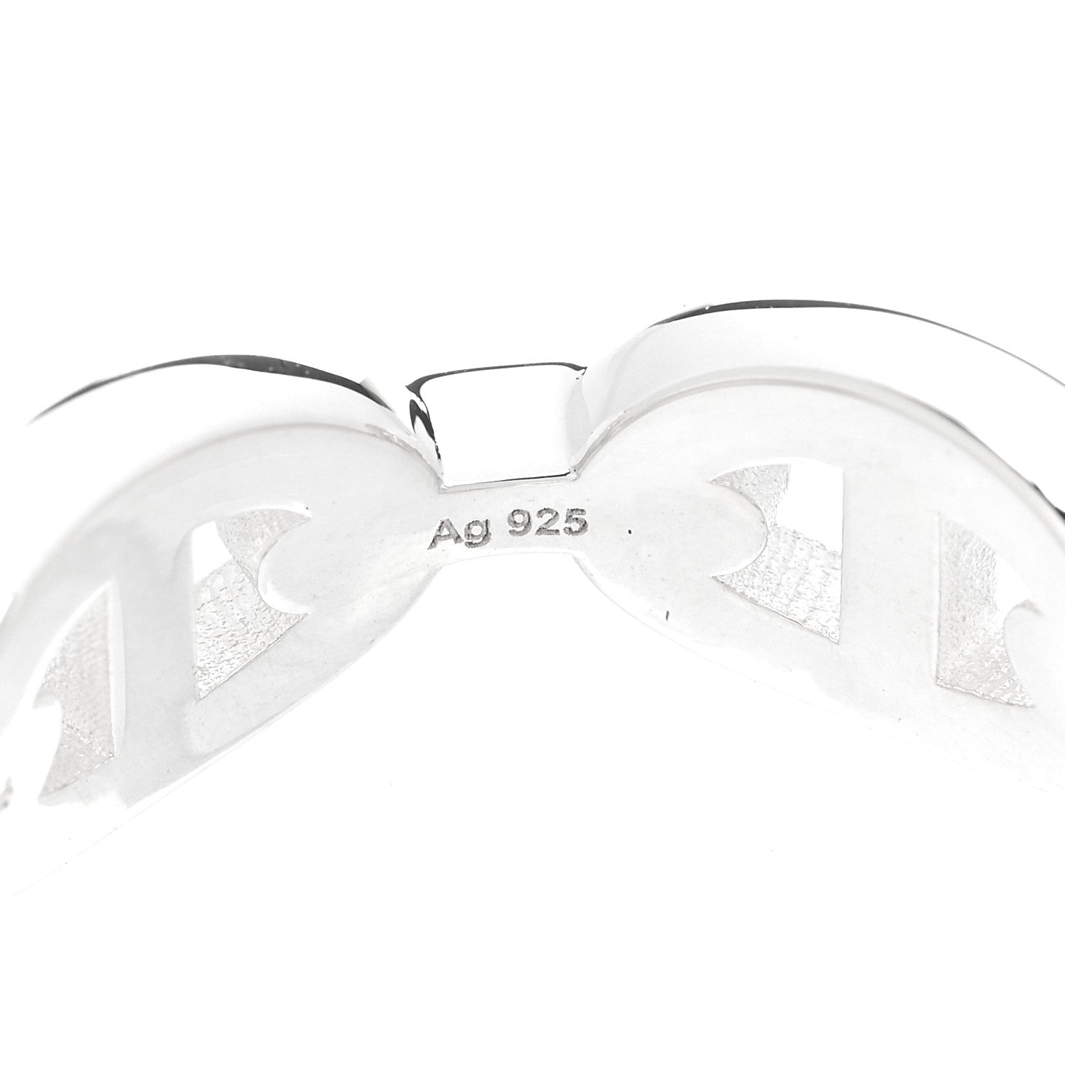 Hermes Sterling Silver PM Chaine d'Ancre Enchainee Band Ring 55 7.25 8 of 9