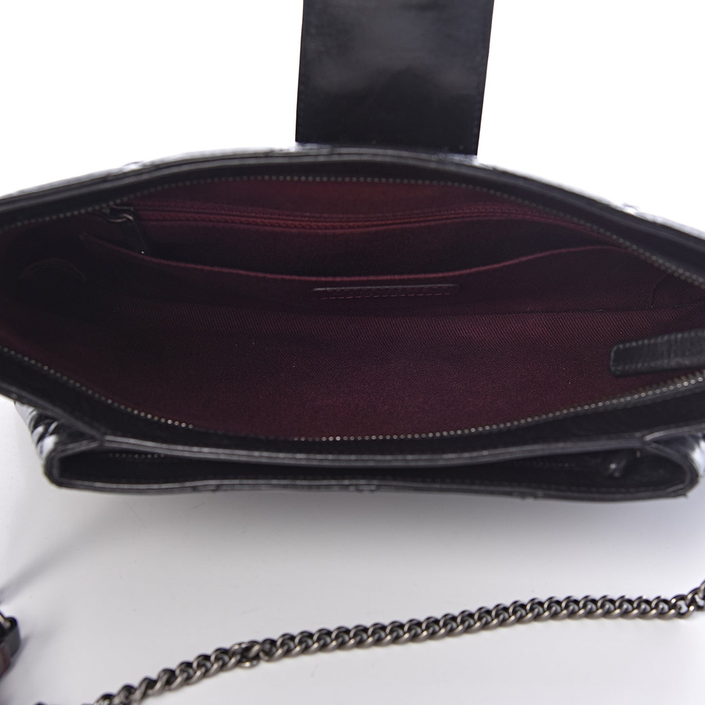 Aged Calfskin Quilted Zip Clutch Black