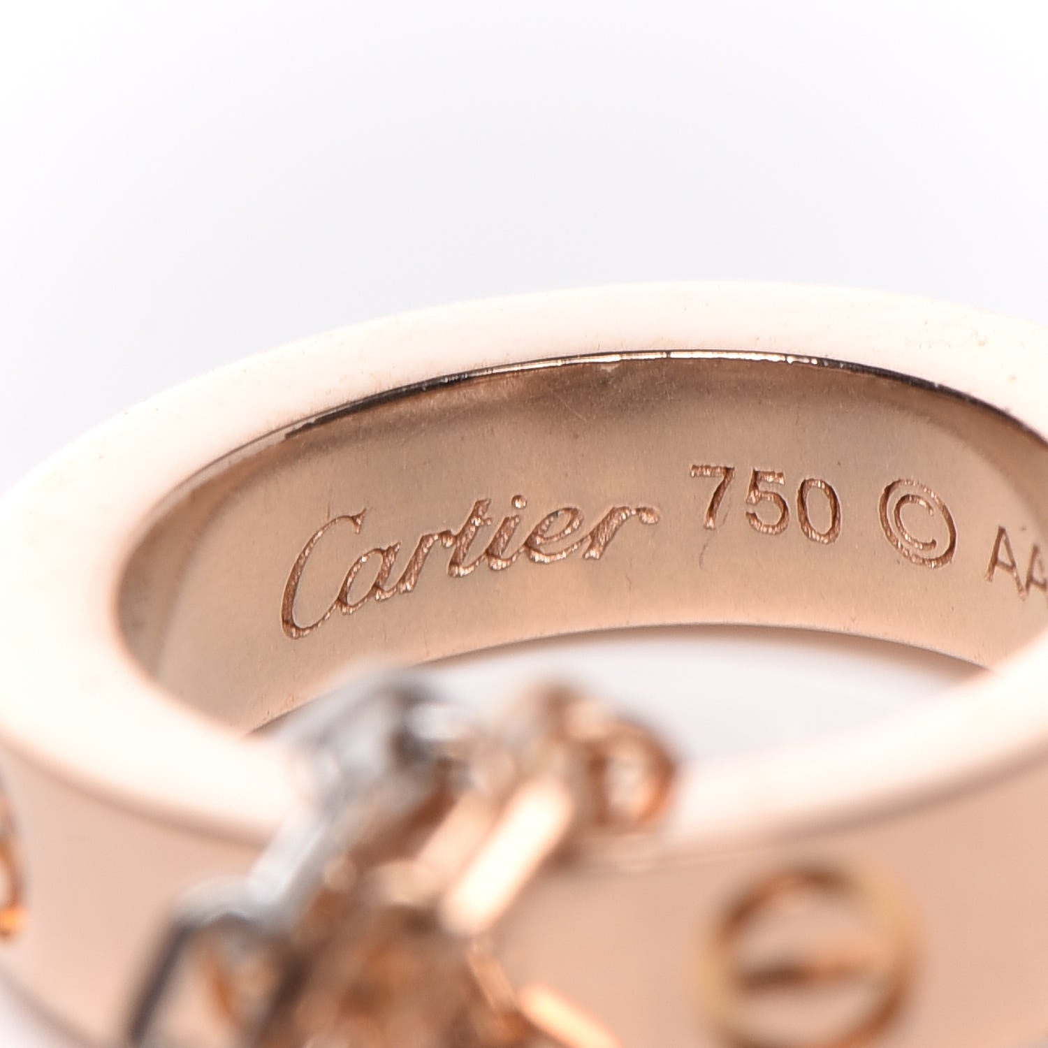 Cartier 18K White Pink Gold Diamond Three Ring LOVE Pendant Necklace 8 of 12