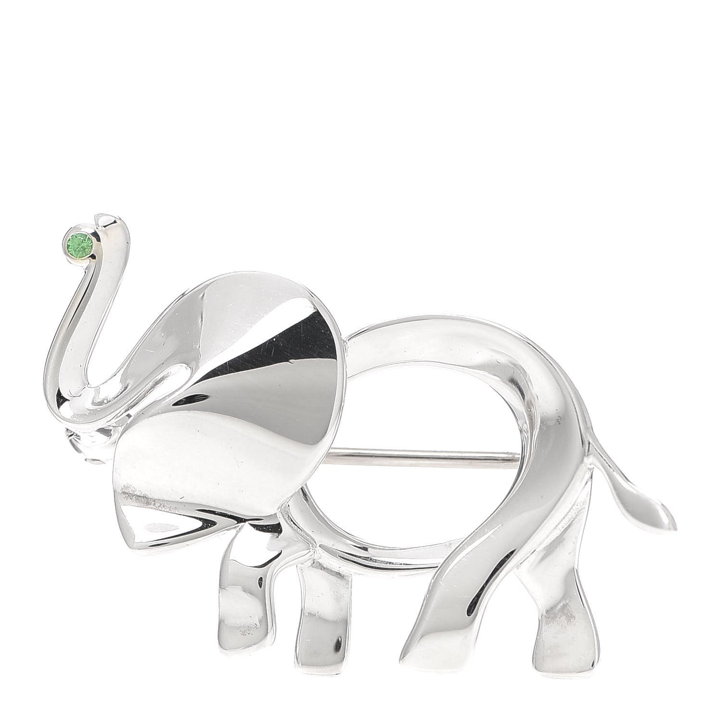 Sterling Silver Tsavorite Save the Wild Elephant Brooch
