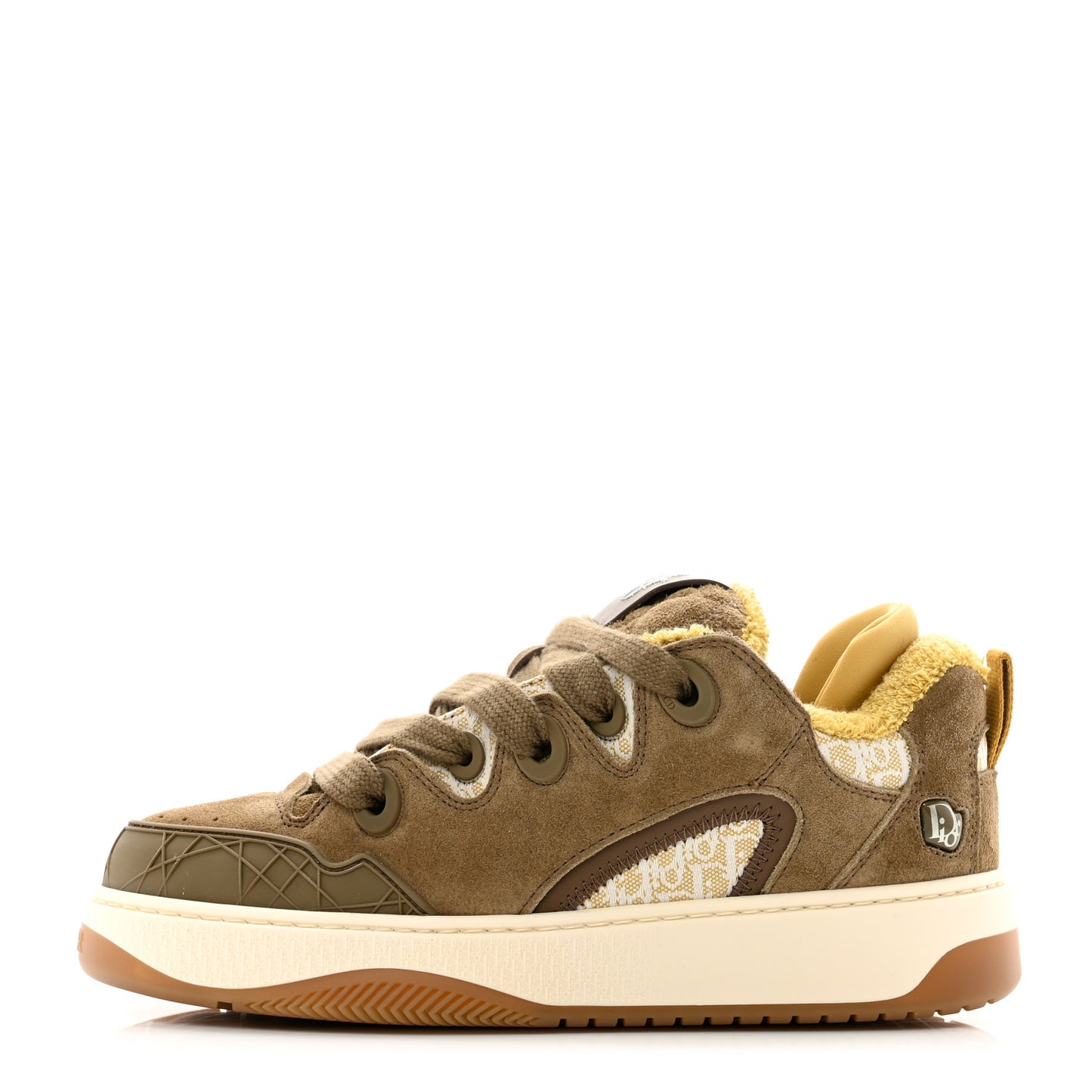 Suede Jacquard Oblique Mens Limited Edition B9S Skater Sneakers 38 Khaki Green Beige