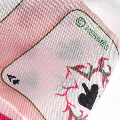 Hermes Silk Jeu de Cartes Twilly Rose Nacre Fuchsia Rouge 5 of 5
