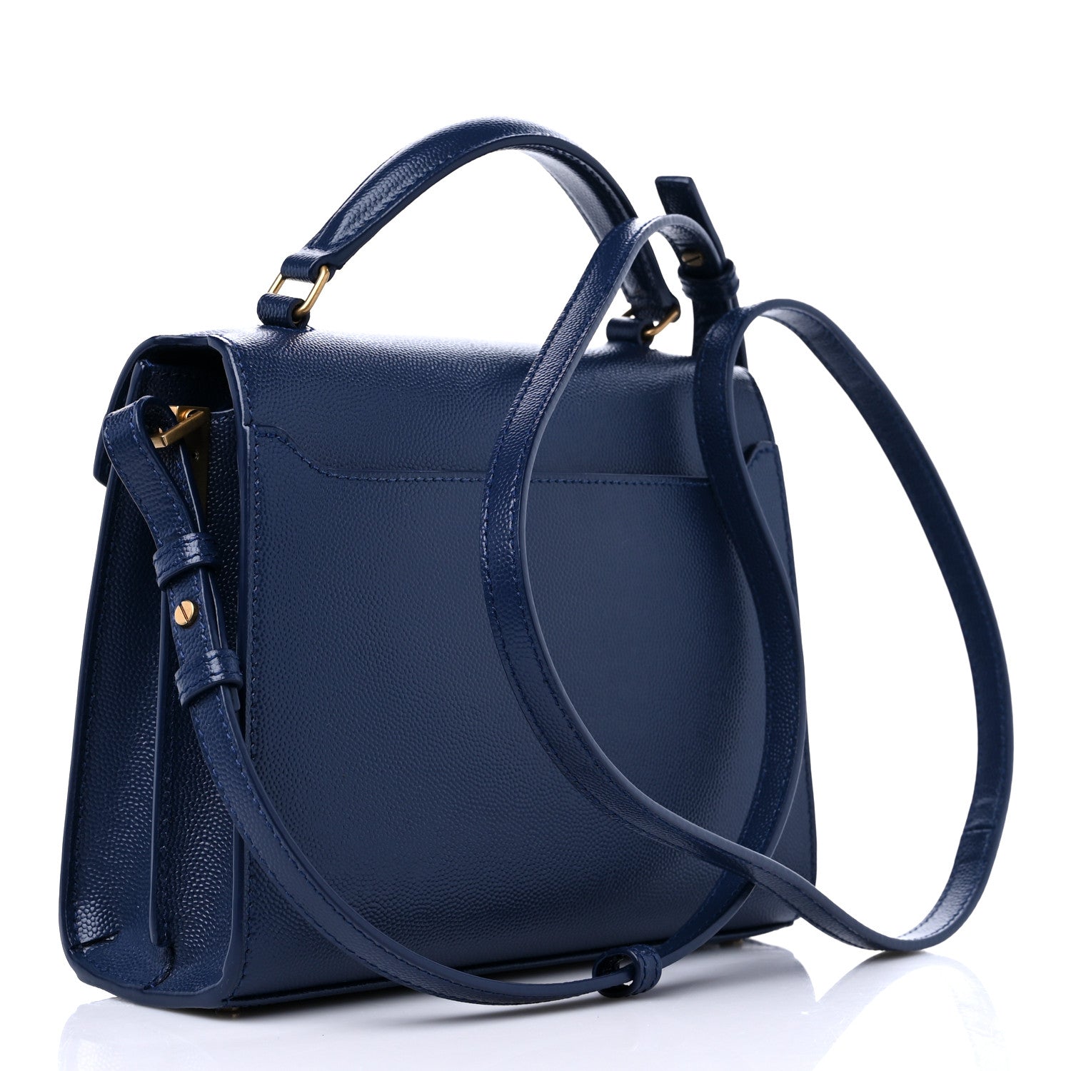 Saint Laurent Calfskin Mini Classic Monogram Cassandra Top Handle Bag Blue 2 of 8