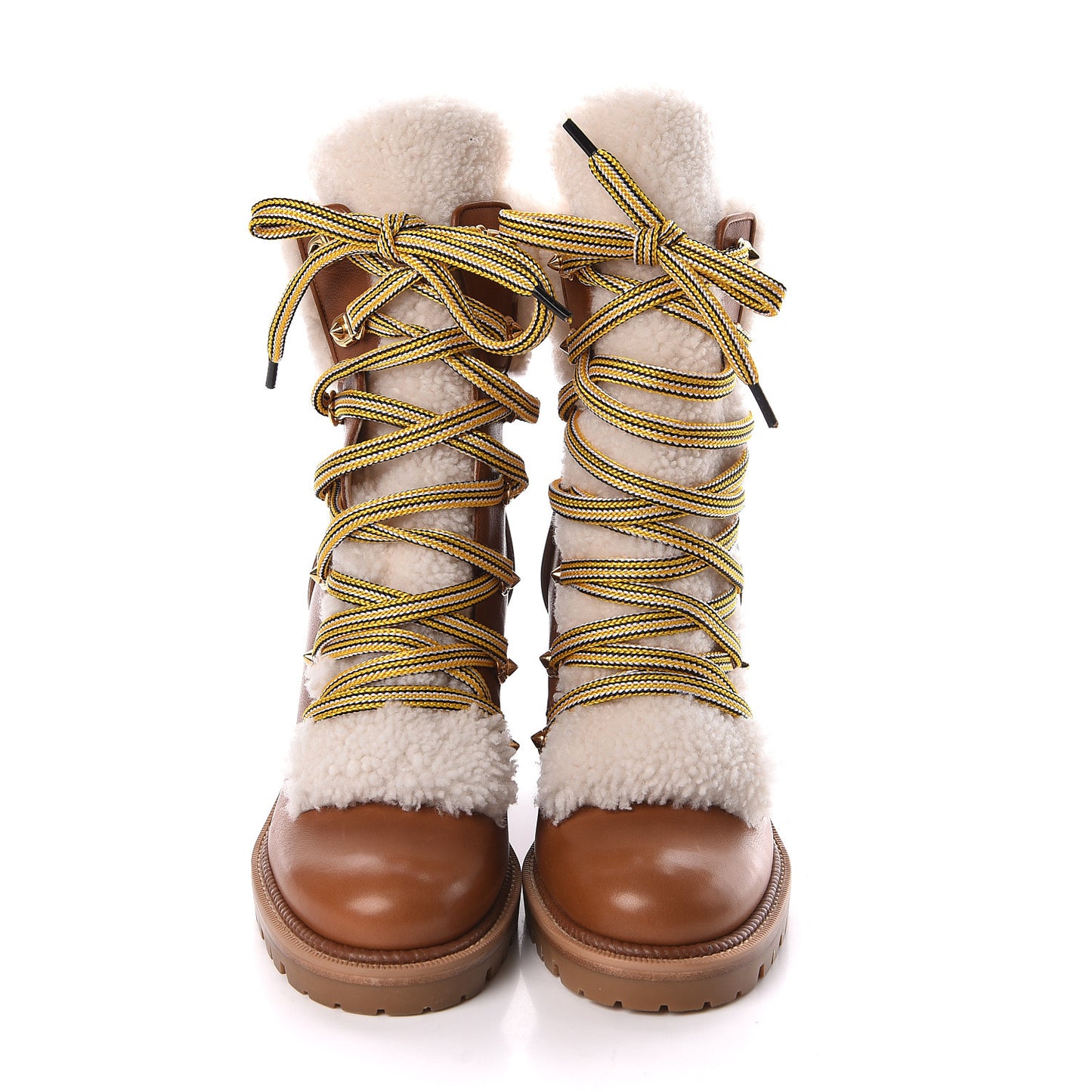 Calfskin Shearling Yetita 70 Hiker Booties 36.5 Cuoio Naturel