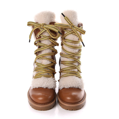 Christian Louboutin Calfskin Shearling Yetita 70 Hiker Booties 36.5 Cuoio Naturel 2 of 7