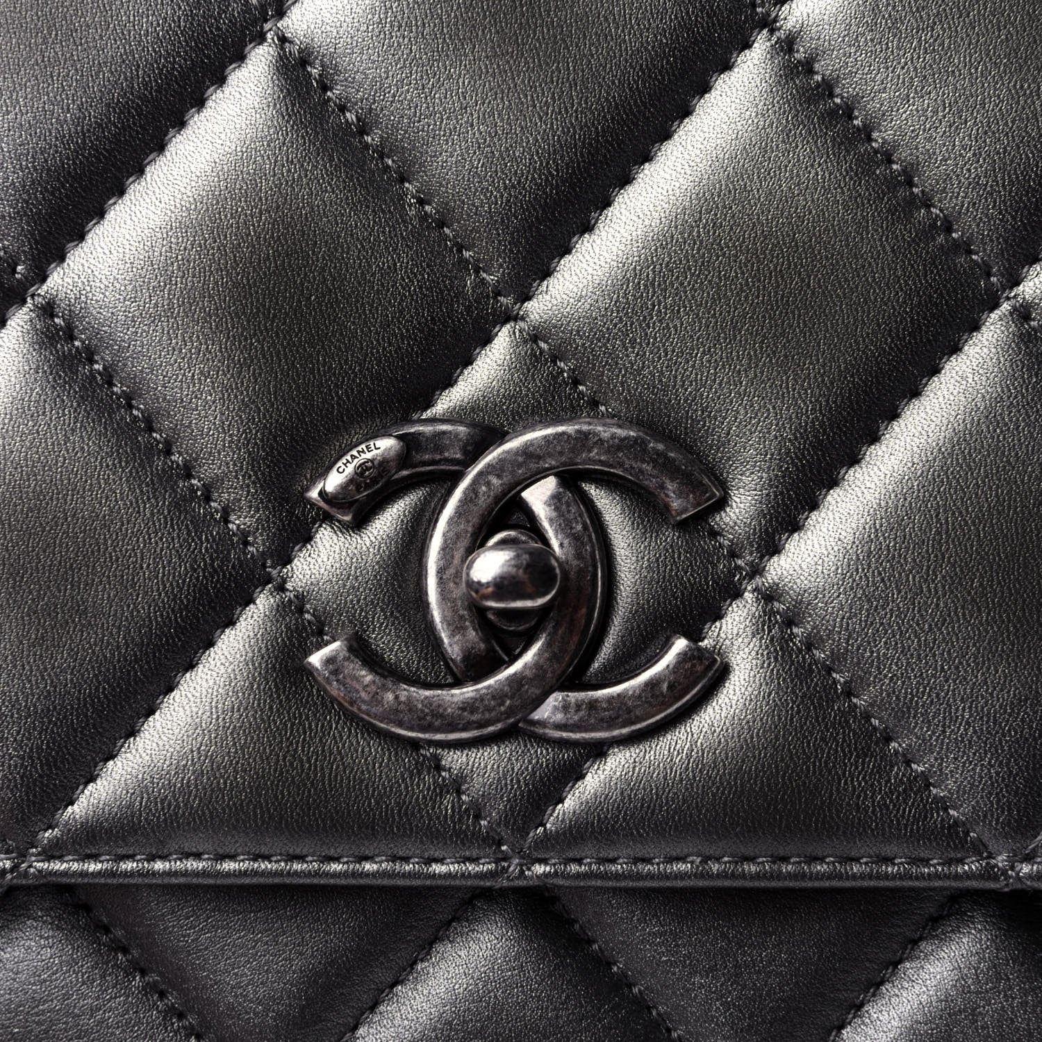 Chanel Metallic Calfskin Quilted Large Trendy CC Flap Dual Handle Bag Dark Silver 9 of 11