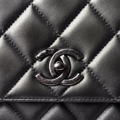 Chanel Metallic Calfskin Quilted Large Trendy CC Flap Dual Handle Bag Dark Silver 9 of 11