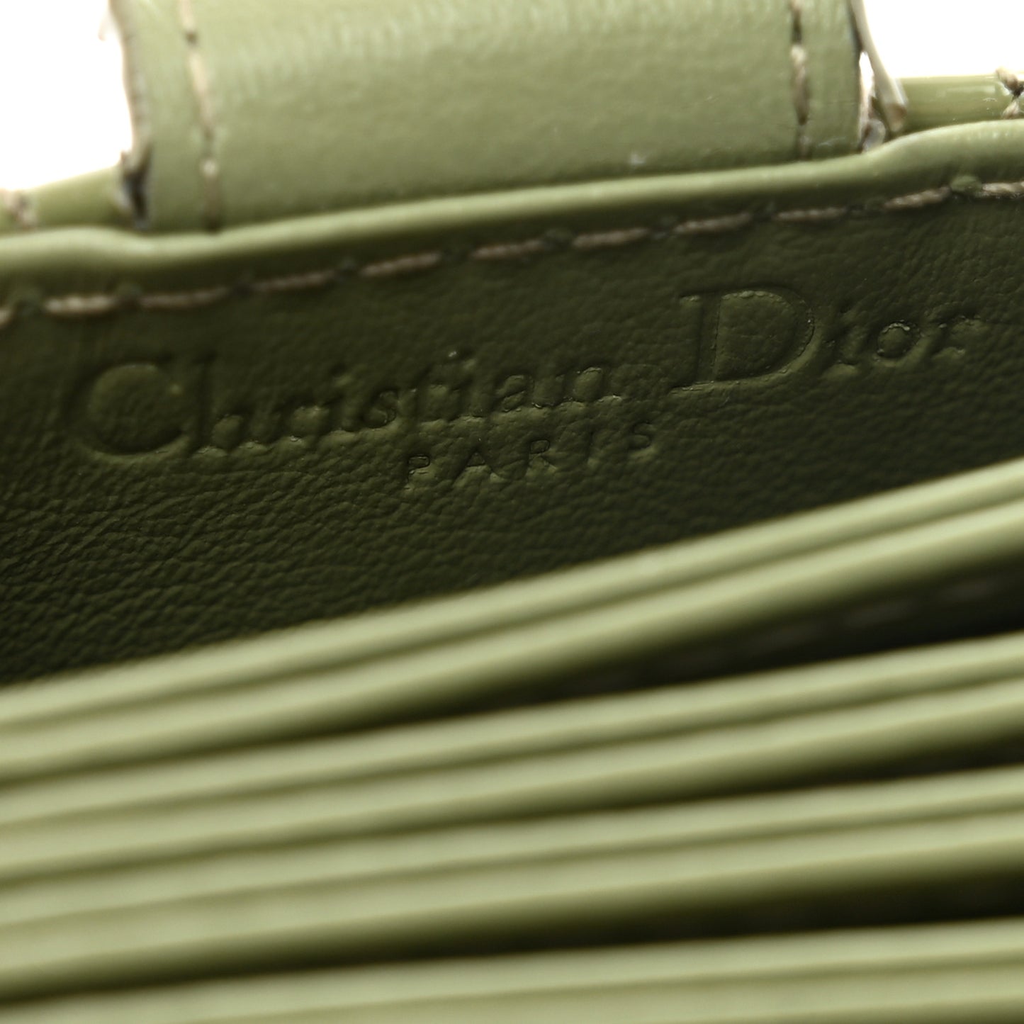 Patent Cannage Lady Dior 5 Gusset Card Holder Peyote Green