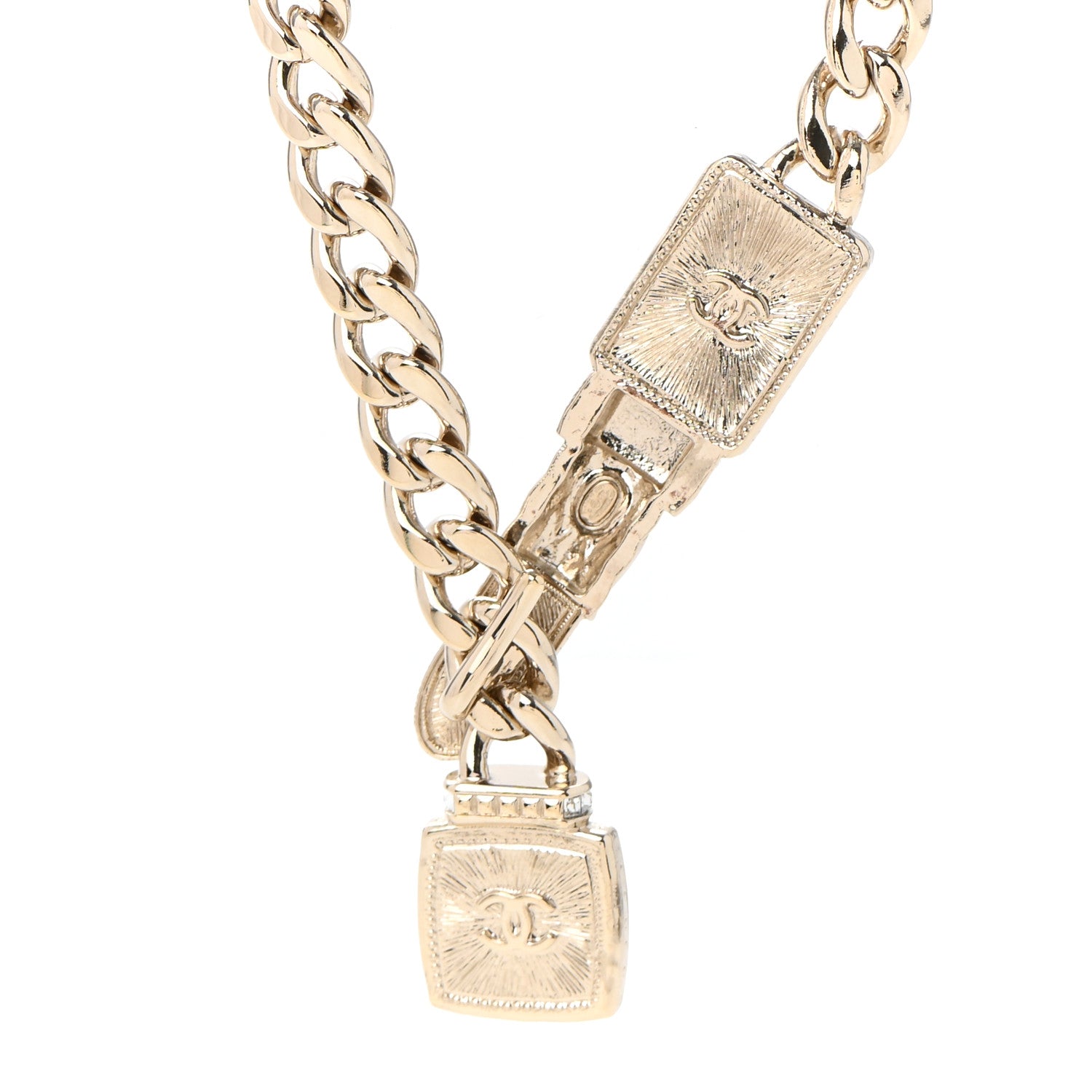 Chanel Metal Strass Pearl Lipstick Necklace Pink Gold 5 of 7