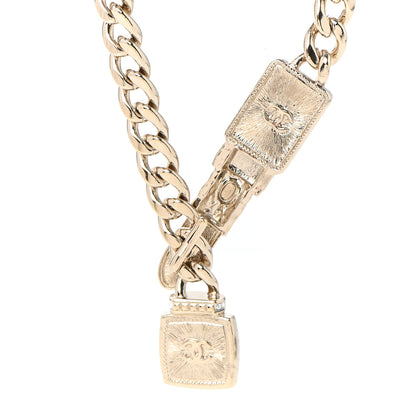 Chanel Metal Strass Pearl Lipstick Necklace Pink Gold 5 of 7