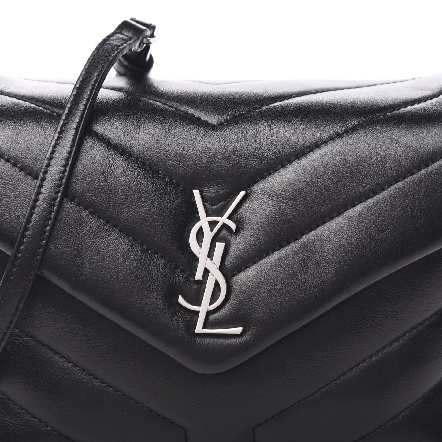 Calfskin Y Quilted Monogram Toy Loulou Crossbody Bag Black