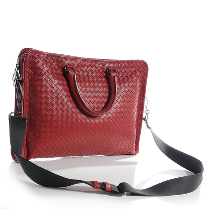Bottega Veneta Light Calf Intrecciato Briefcase New Red 3 of 9