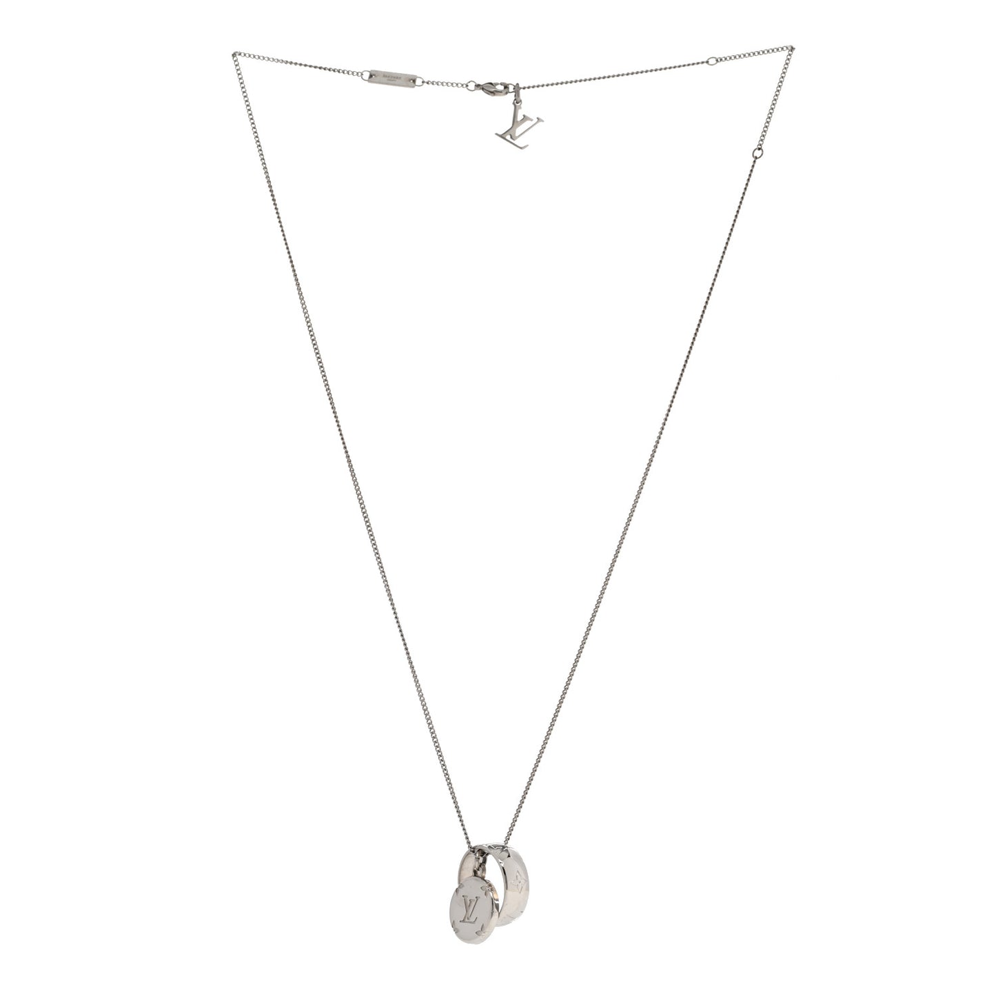 Zamac Palladium Monogram Charms Necklace Silver