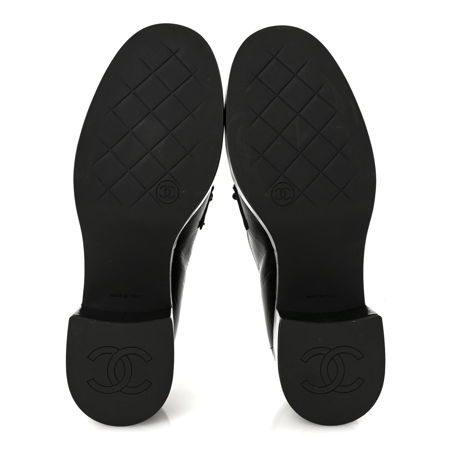 Shiny Calfskin Logo Platform Loafers 37.5 Black