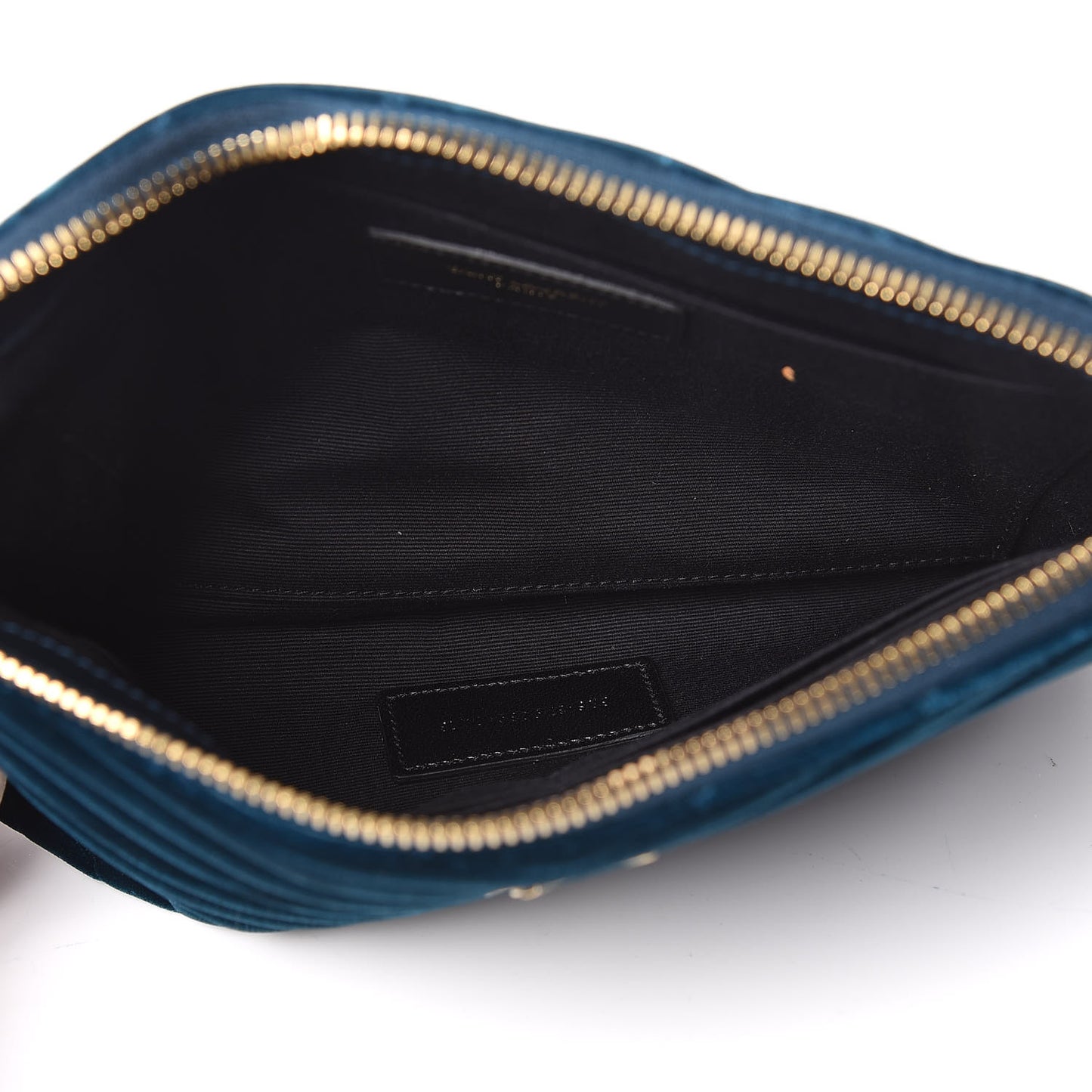 Velvet Matelasse Chevron Monogram A5 Wristlet Dark Ottanio