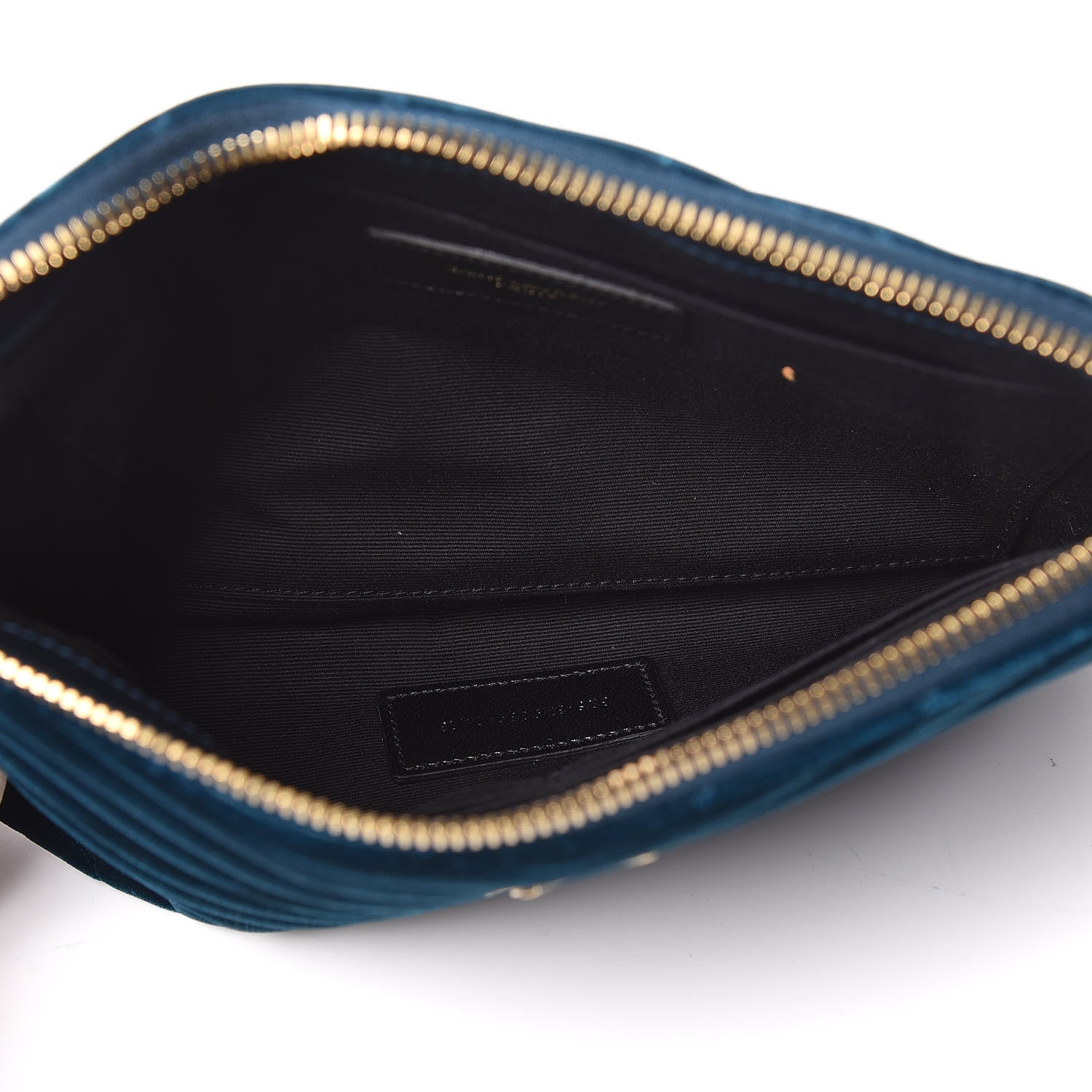 Saint Laurent Velvet Matelasse Chevron Monogram A5 Wristlet Dark Ottanio 7 of 10