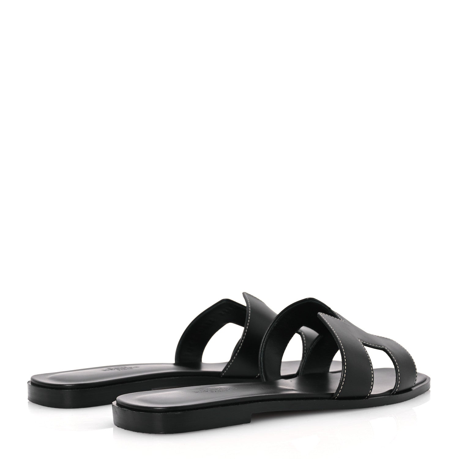 Hermes Box Calfskin Oran Sandals 39 Black 5 of 12