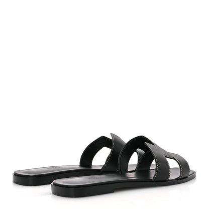 Hermes Box Calfskin Oran Sandals 39 Black 5 of 12