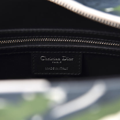 Christian Dior Canvas Graffiti Floral Printed Large Lady Dior Green White 9 of 11