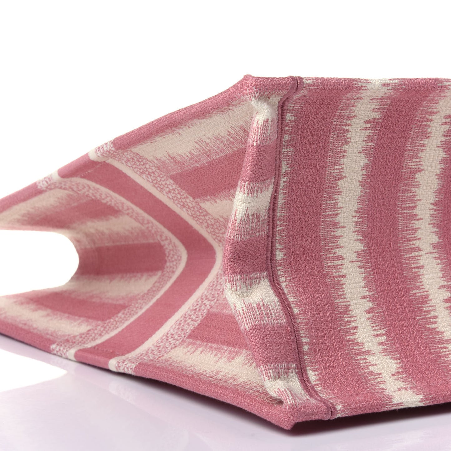 Canvas Embroidered Large Striped Book Tote Pink