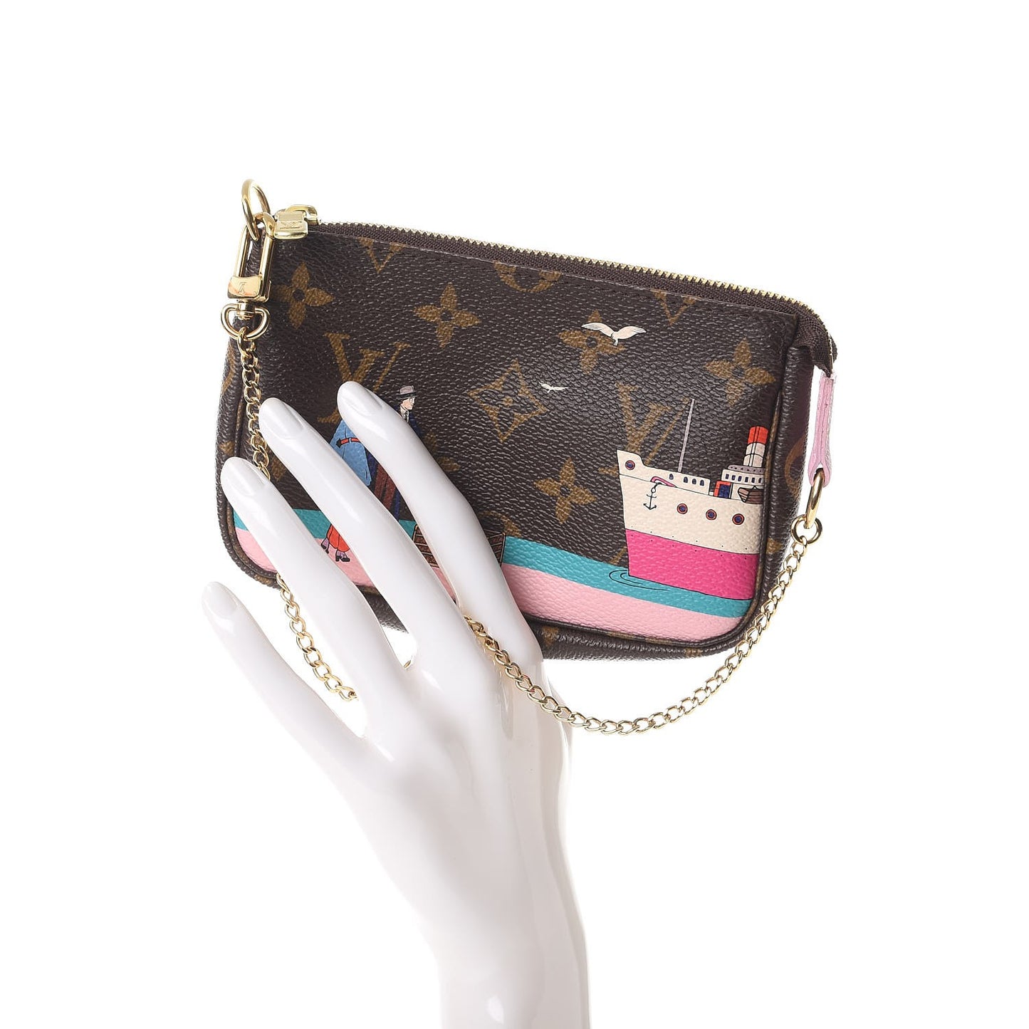 Monogram 2016 Christmas Animation Mini Pochette Accessories Rose Ballerine