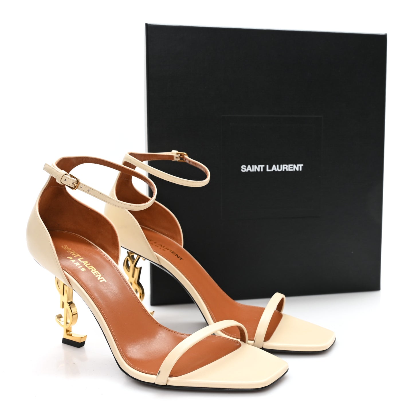 Calfskin Opyum 85 Sandals 38.5 Light Bronze Real Beige