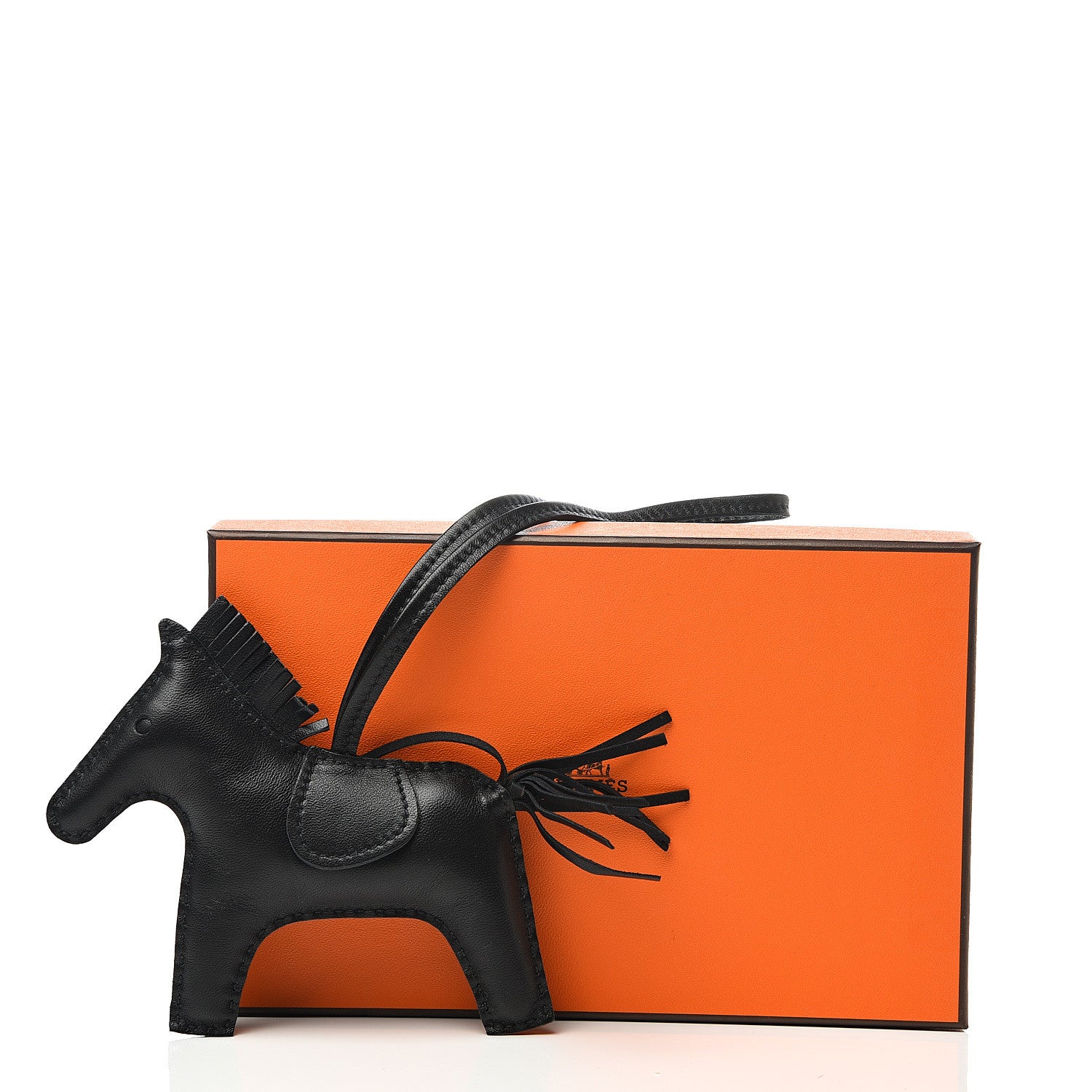 Hermes Milo Lambskin Grigri Rodeo Horse Bag Charm MM So Black 5 of 5