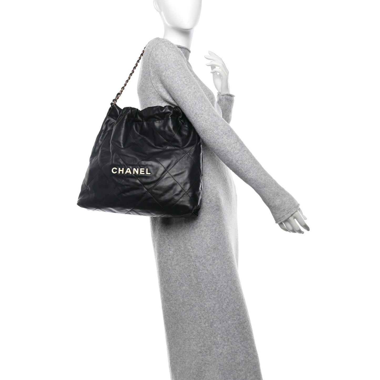 Calfskin Quilted Chanel 22 Black